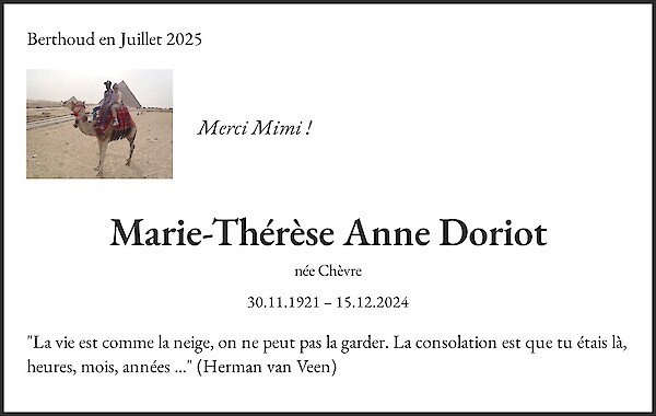 Danksagung von Marie-Th&eacute;r&egrave;se Anne Doriot