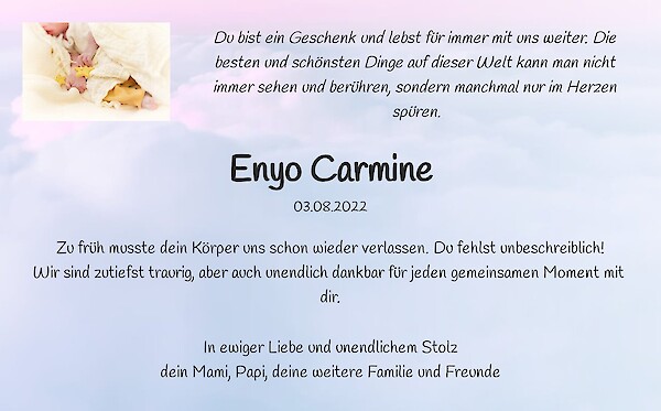 Todesanzeige von Enyo Carmine, M&uuml;nchenstein