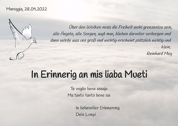 Danksagung von In Erinnerig an mis liaba Mueti, St.Moritz